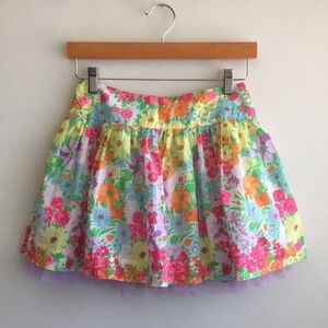 Justice Size 10 Colorful Floral Print Cotton Skirt Girls Elastic Waist